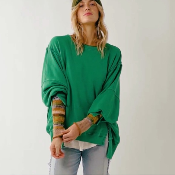 Free People Tops - NEW! Free People Camden Sweatshirt Tennis Green